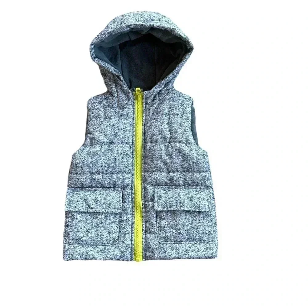 Little Me hooded puffer vest size 2T fleece lined full zip Excellent preloved